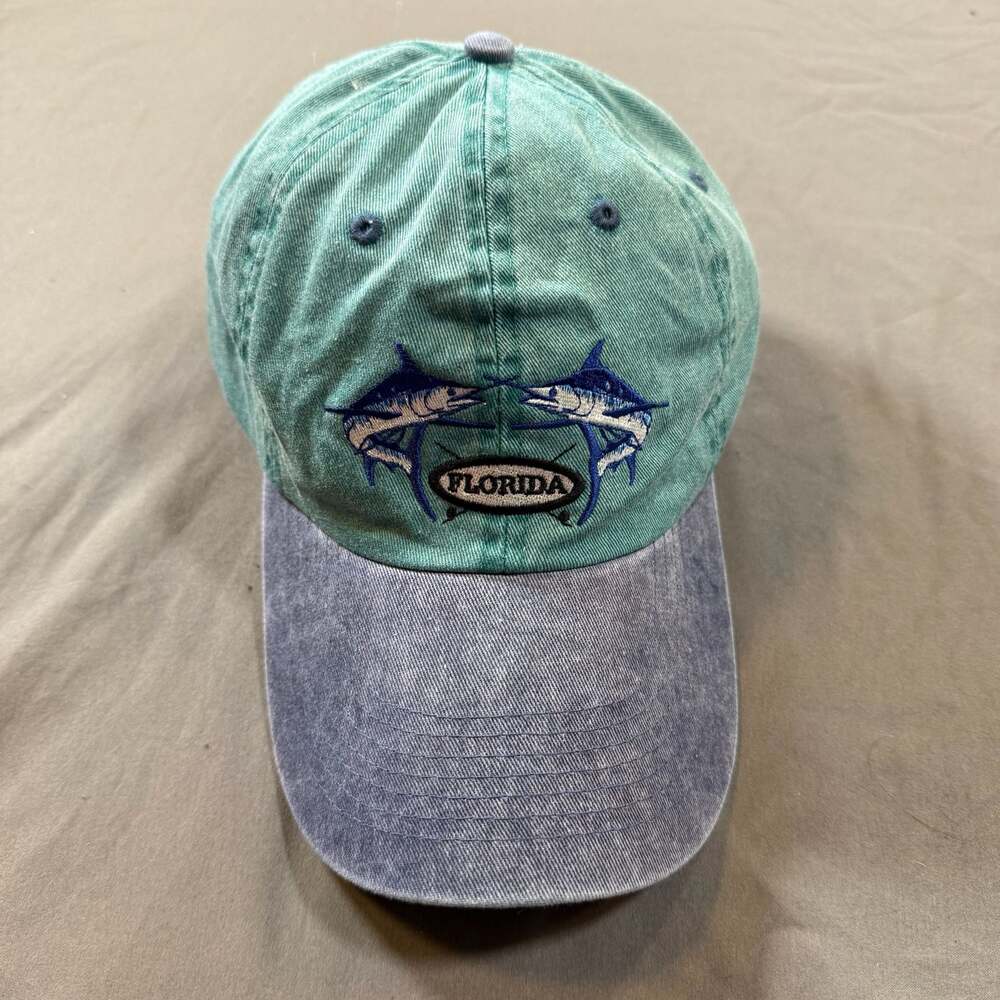 Florida Marlin Embroidered Washed Twill Fishing Sport Hat Cap
